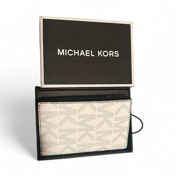 Michael Kors Leather Monogram Bi-Fold Wallet - Picture 1 of 13